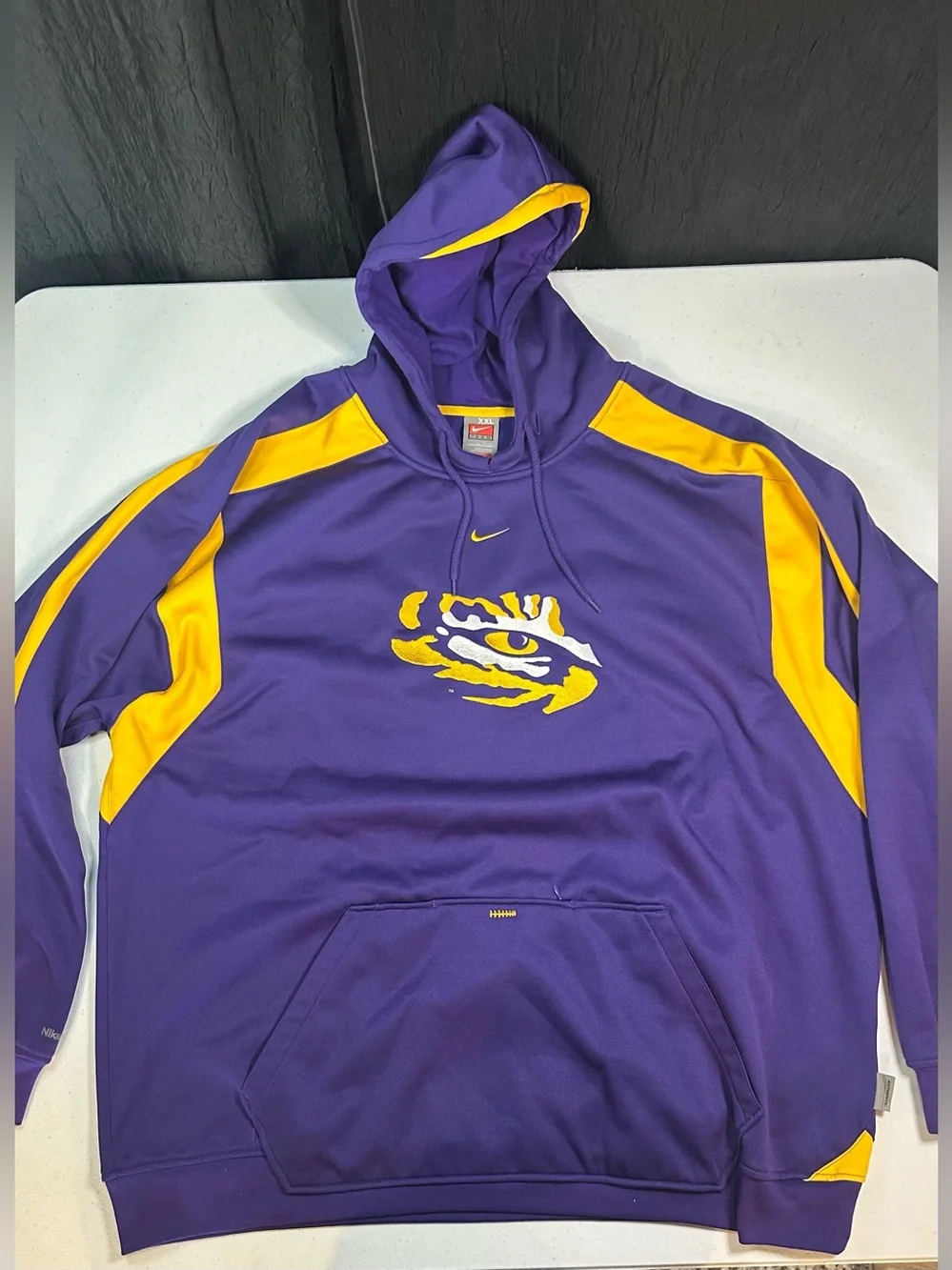 Nike LSU Tigers Purple Gold Therma-FIT Hoodie Pullover NCAA Football‎ Size XXL